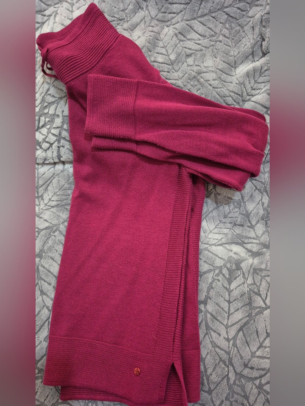 Women's Raspberry Funnel Neck Drawcord Sweater - Picture 5 of 6